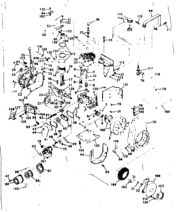 Basic Engine Diagram and Parts List for 143576332  Craftsman Engine