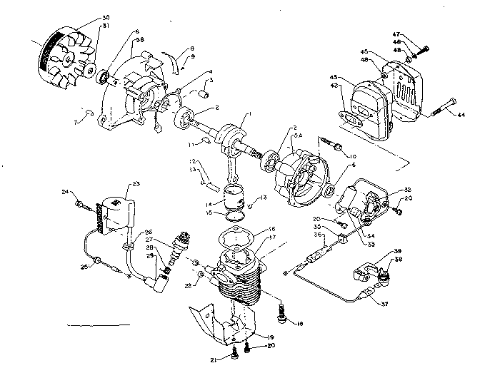 Crankcase Diagram and Parts List for 271281710  Craftsman Trimmer
