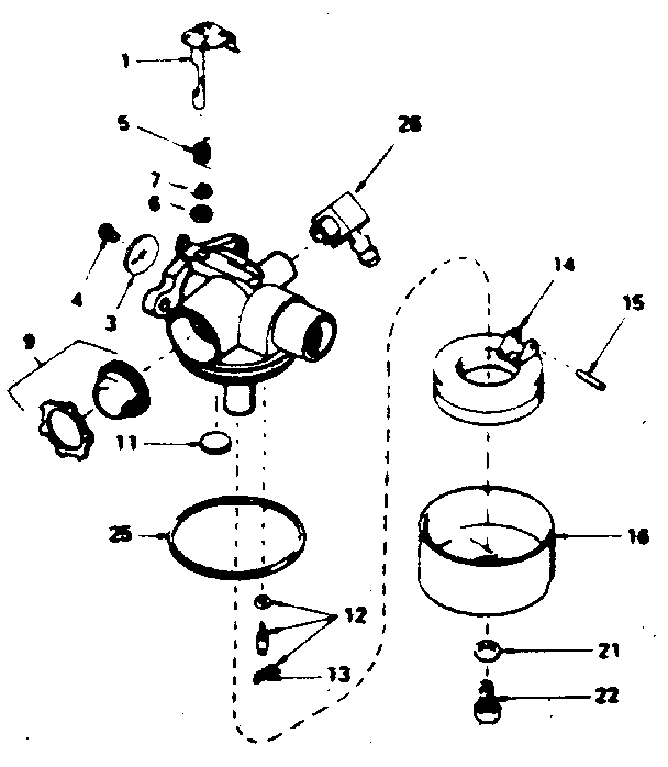 Carburetor Diagram and Parts List for 143354432  Craftsman Engine