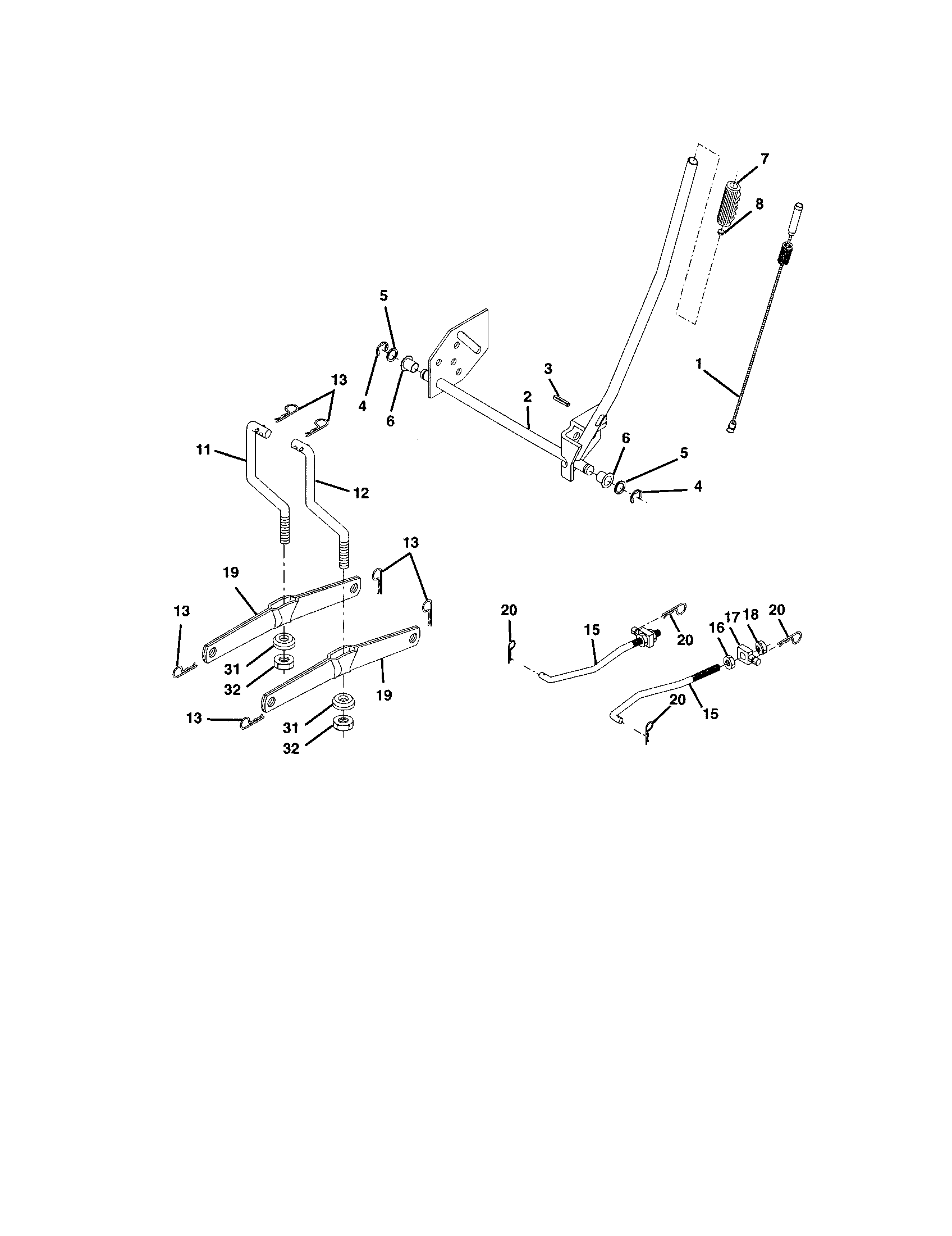 Lift Assembly Diagram and Parts List for 917272759  Craftsman Lawn Tractor