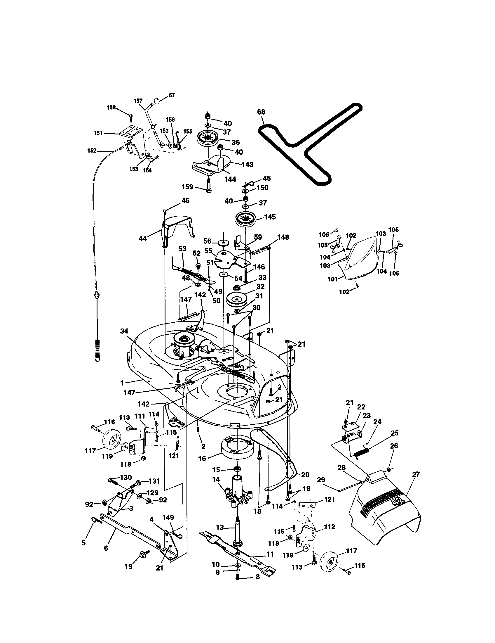 Mower Deck Diagram and Parts List for 917272064  Craftsman Lawn Tractor