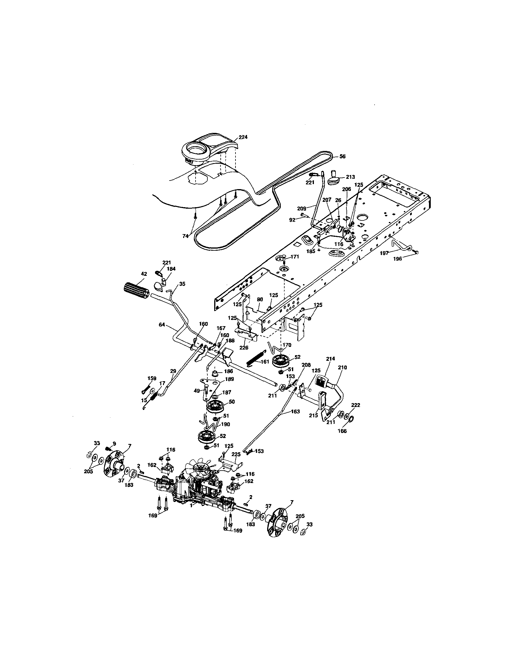 Ground Drive Diagram and Parts List for 917276846  Craftsman Lawn Tractor