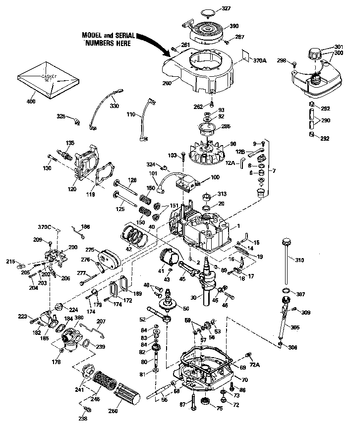 Replacement Parts Diagram and Parts List for 143414692  Craftsman Engine