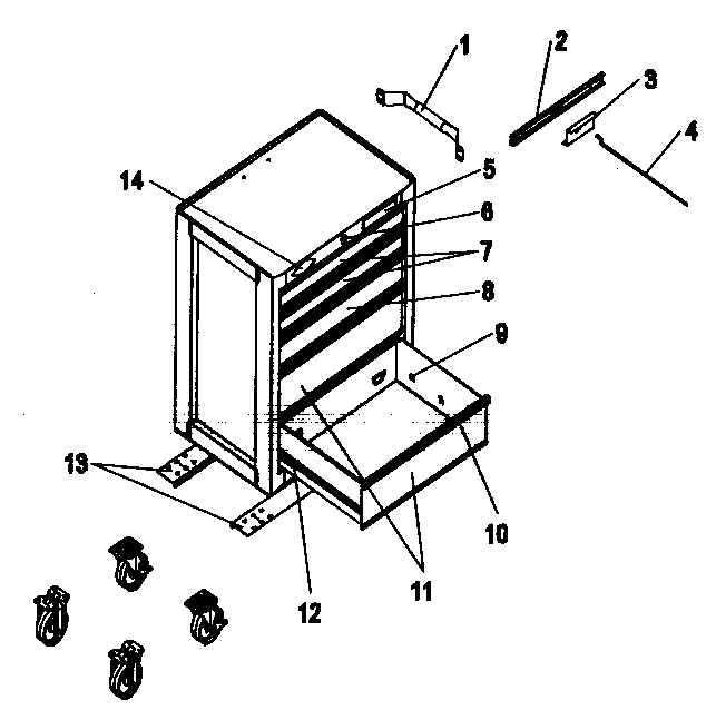 Tool Cart Diagram and Parts List for 706957310  Craftsman Tool Stand & Cart