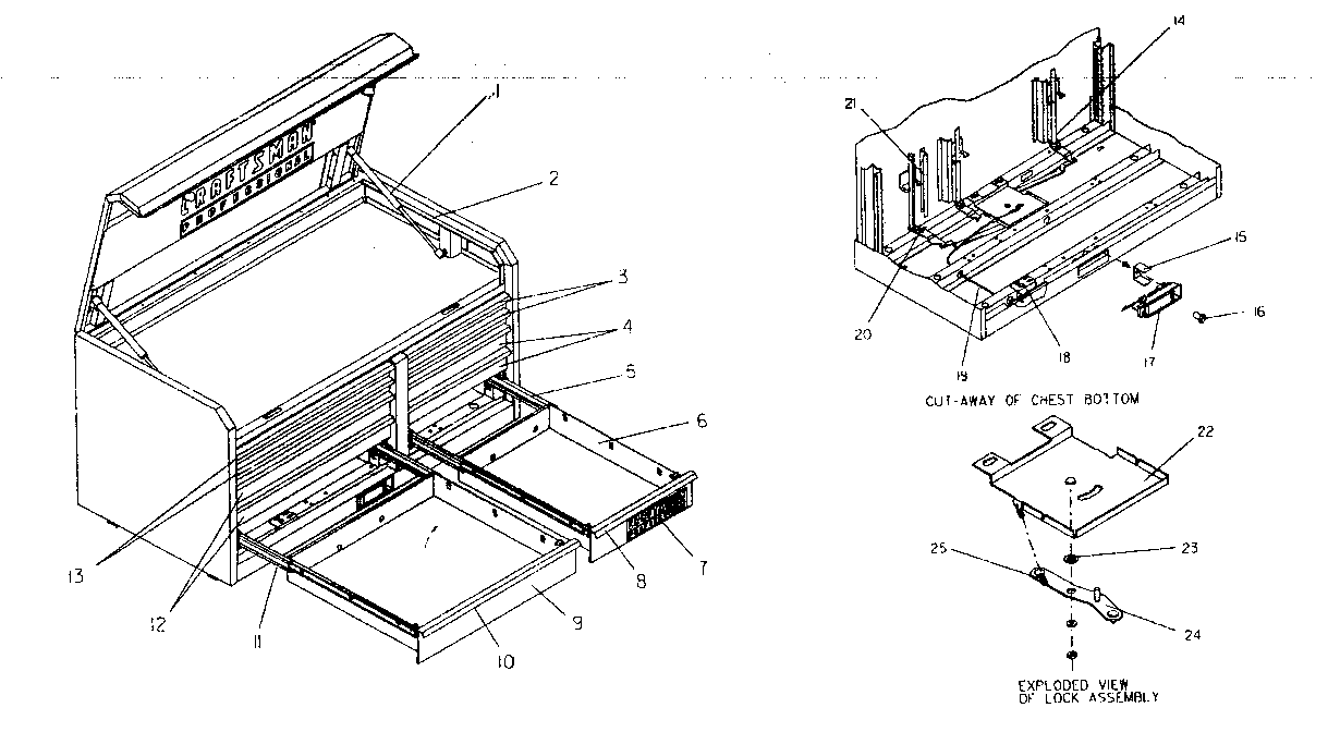 Tool Chest Diagram and Parts List for 706600130  Craftsman Tool Stand & Cart
