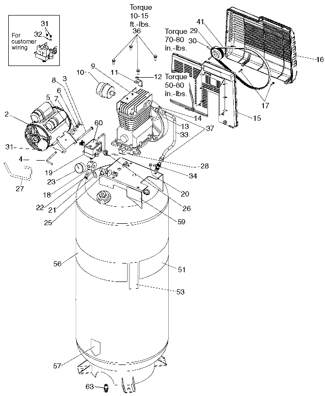 Default Diagram and Parts List for 919-18419 Type 1 Craftsman Compressor