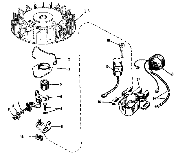 Model 143.123051 Uses Magneto No. 610665 Diagram and Parts List for 143123052  Craftsman Engine