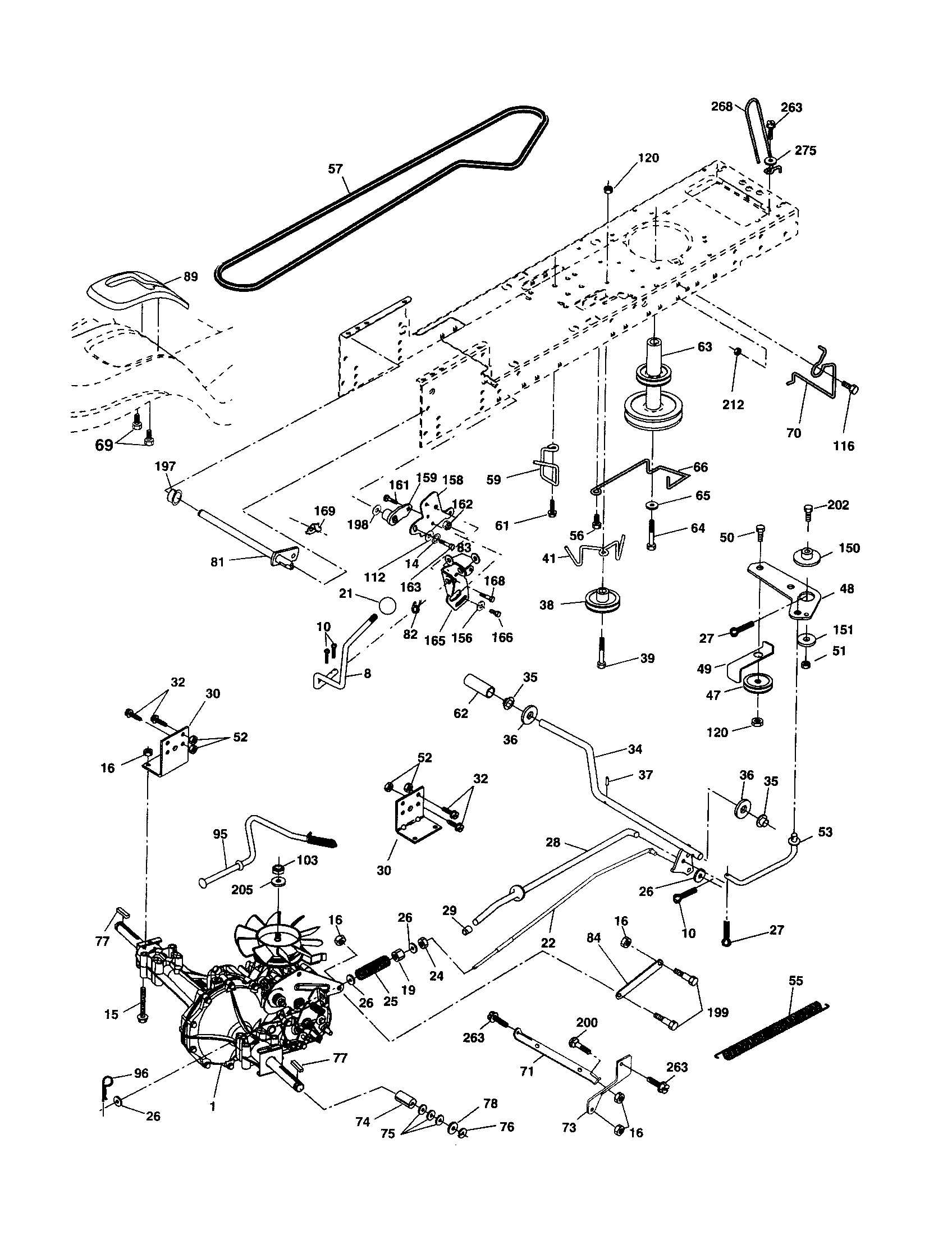 Ground Drive Diagram and Parts List for 917256721  Craftsman Lawn Tractor