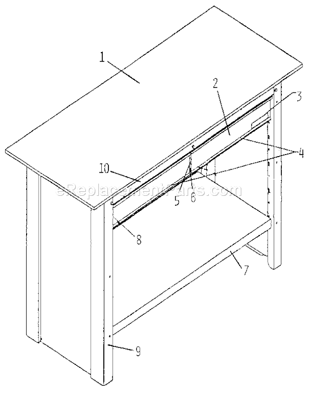 Unit Parts Diagram and Parts List for 65514  Craftsman Workbench