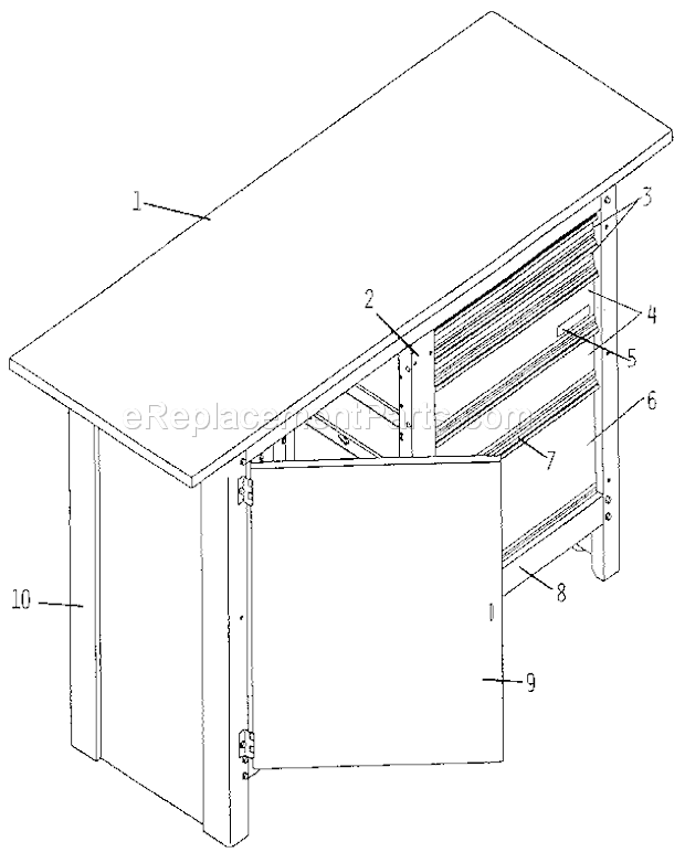 Unit Parts Diagram and Parts List for 65523  Craftsman Workbench
