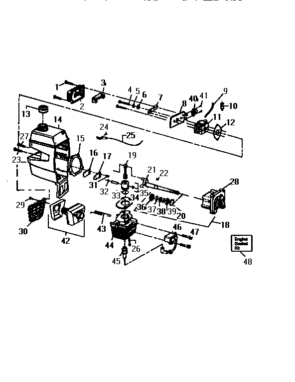 Engine Diagram and Parts List for 358798471  Craftsman Trimmer