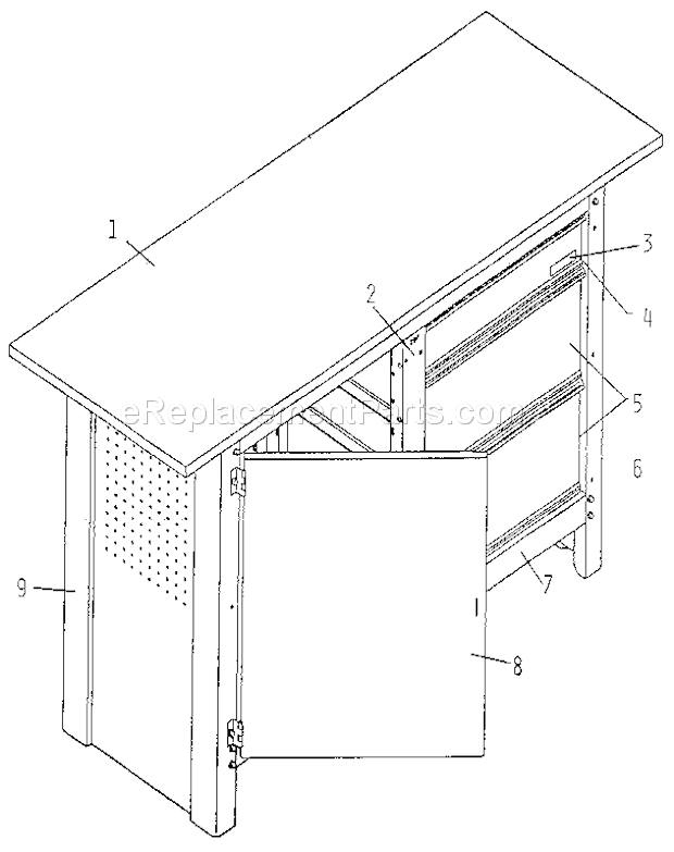 Unit Parts Diagram and Parts List for 65535  Craftsman Workbench