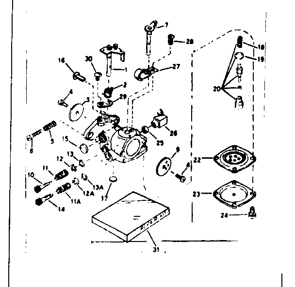 Carburetor Diagram and Parts List for 91762812  Craftsman Chainsaw