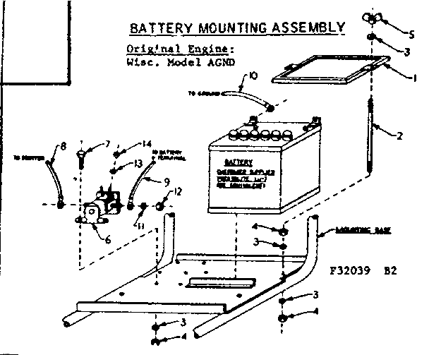 Battery Mounting Assembly Diagram and Parts List for 580320390  Craftsman Engine