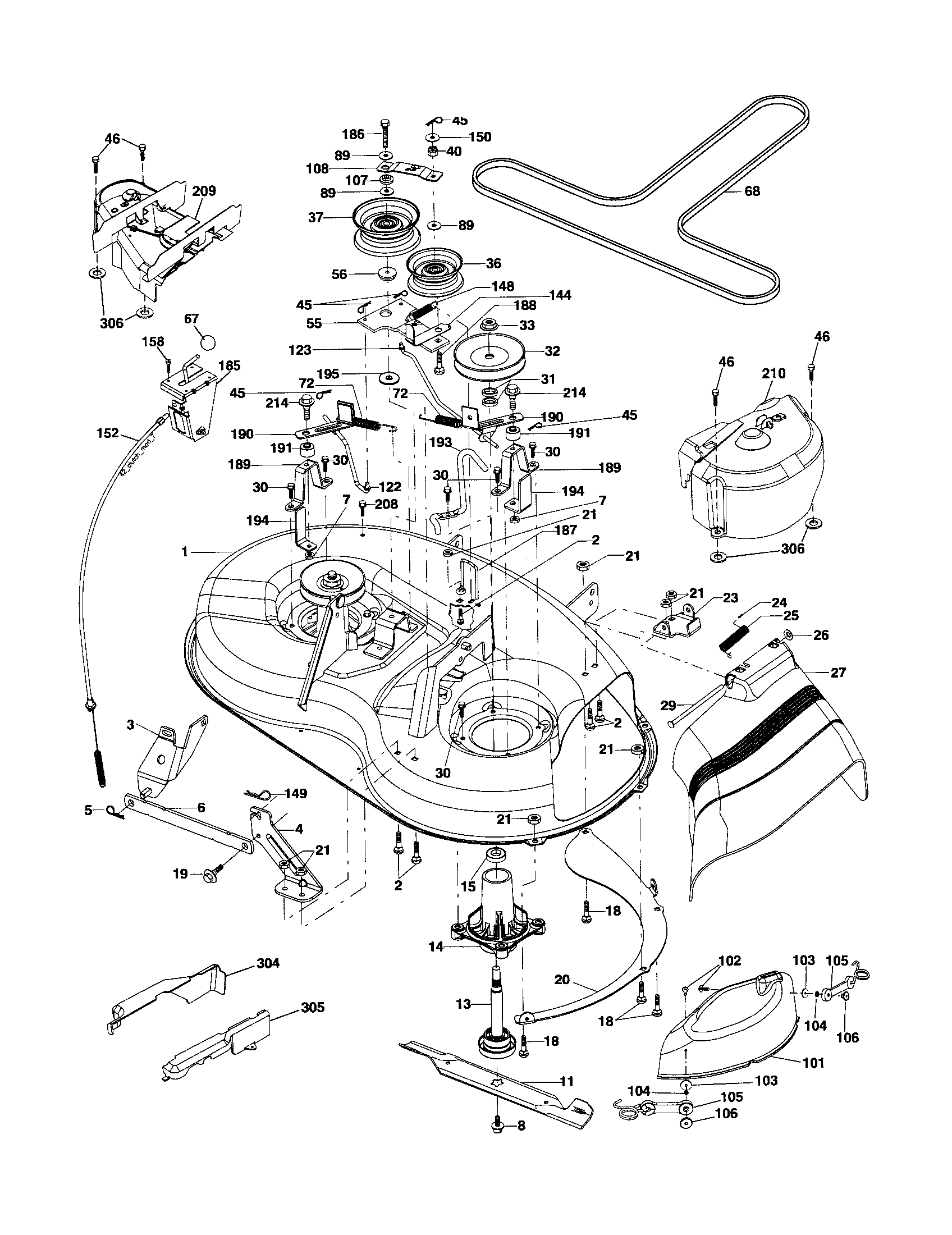 Mower Diagram and Parts List for 917254010  Craftsman Lawn Tractor