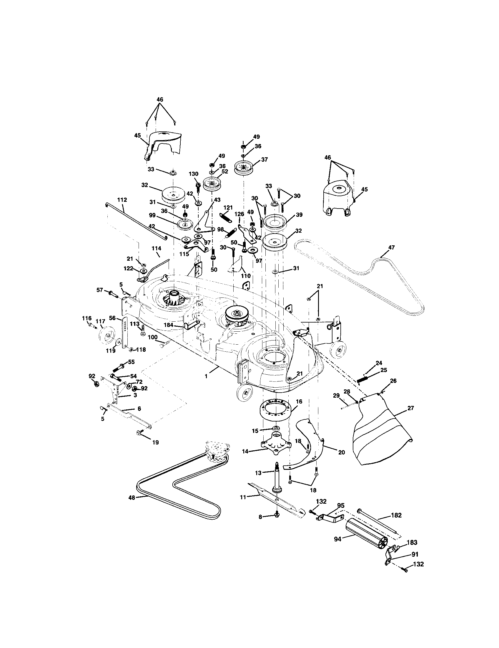 Mower Deck Diagram and Parts List for 917273240  Craftsman Lawn Tractor