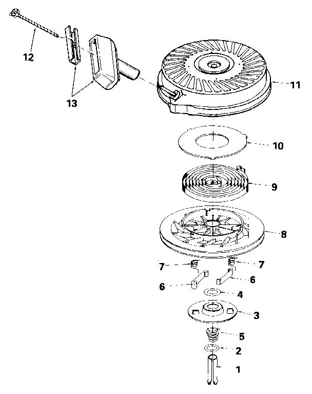 Rewind Starter Diagram and Parts List for 143836132  Craftsman Engine