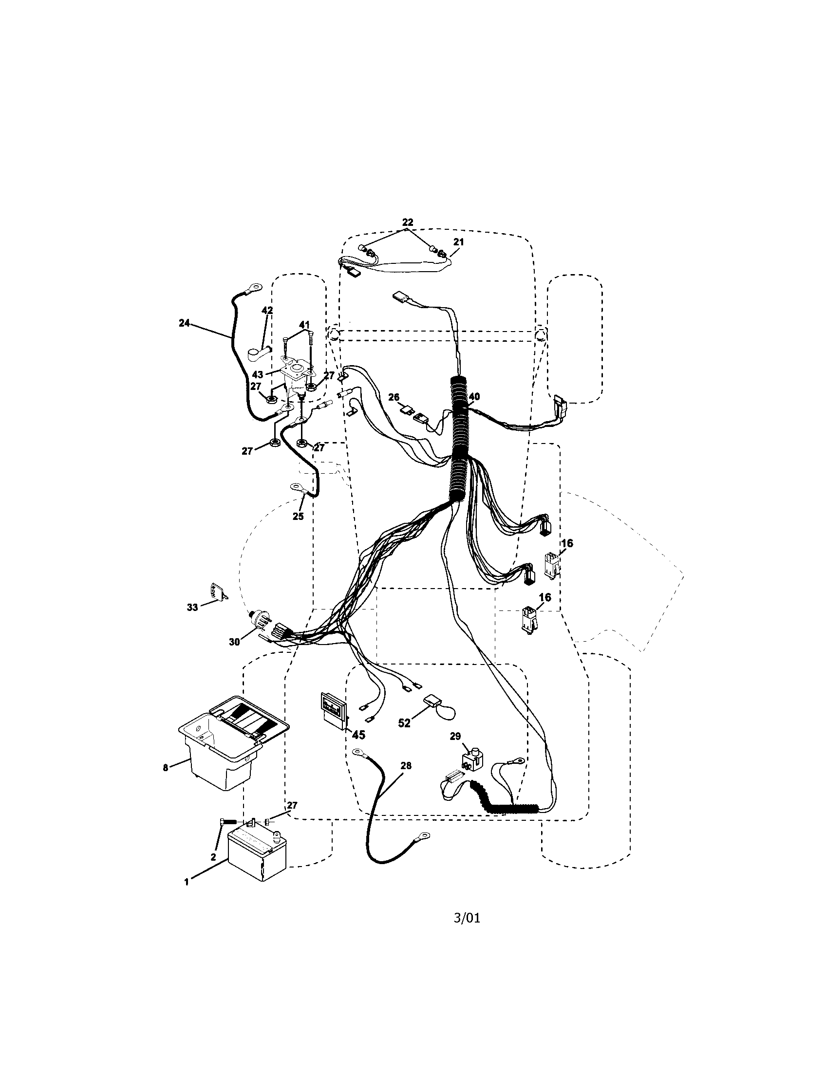 Electrical Diagram and Parts List for 917271642  Craftsman Lawn Tractor