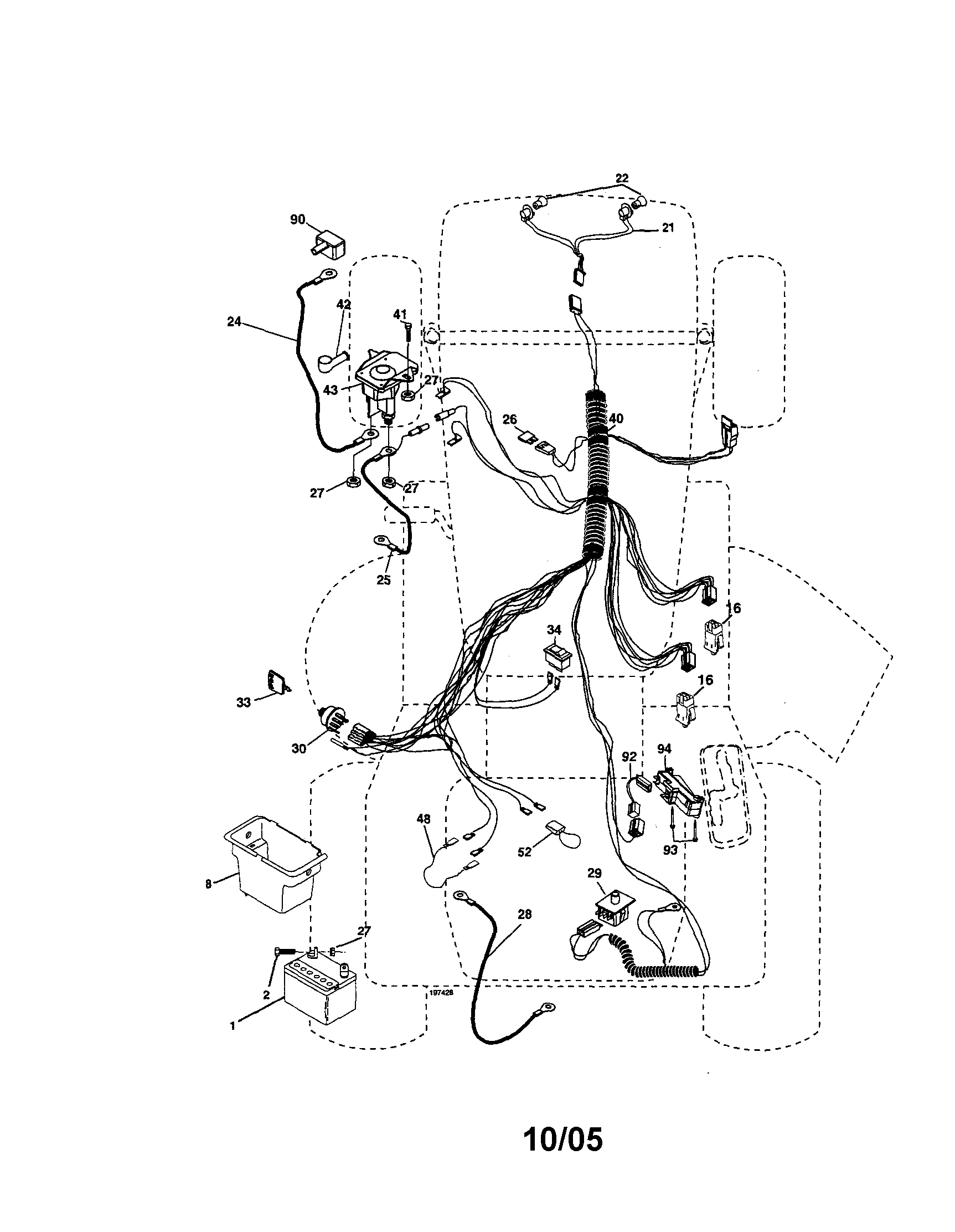 Electrical Diagram and Parts List for 917276760  Craftsman Lawn Tractor