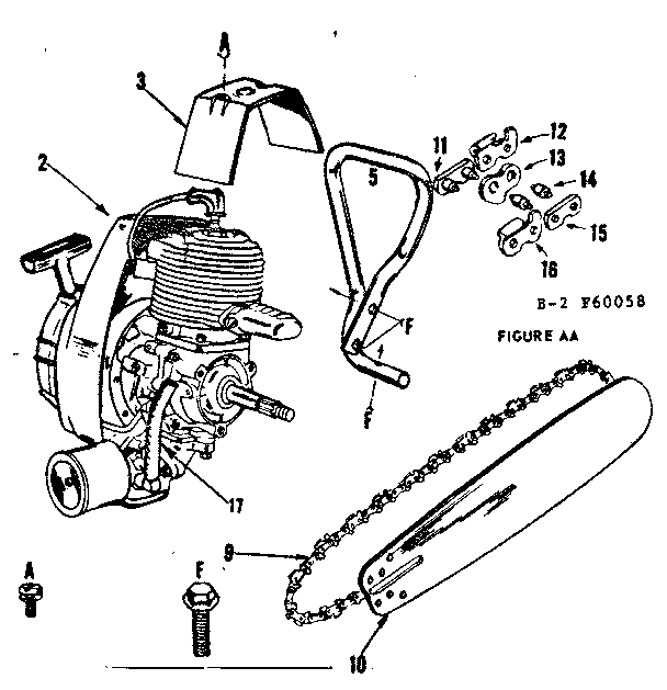 Engine / Chain And Guide Bar Diagram and Parts List for 91760058  Craftsman Chainsaw