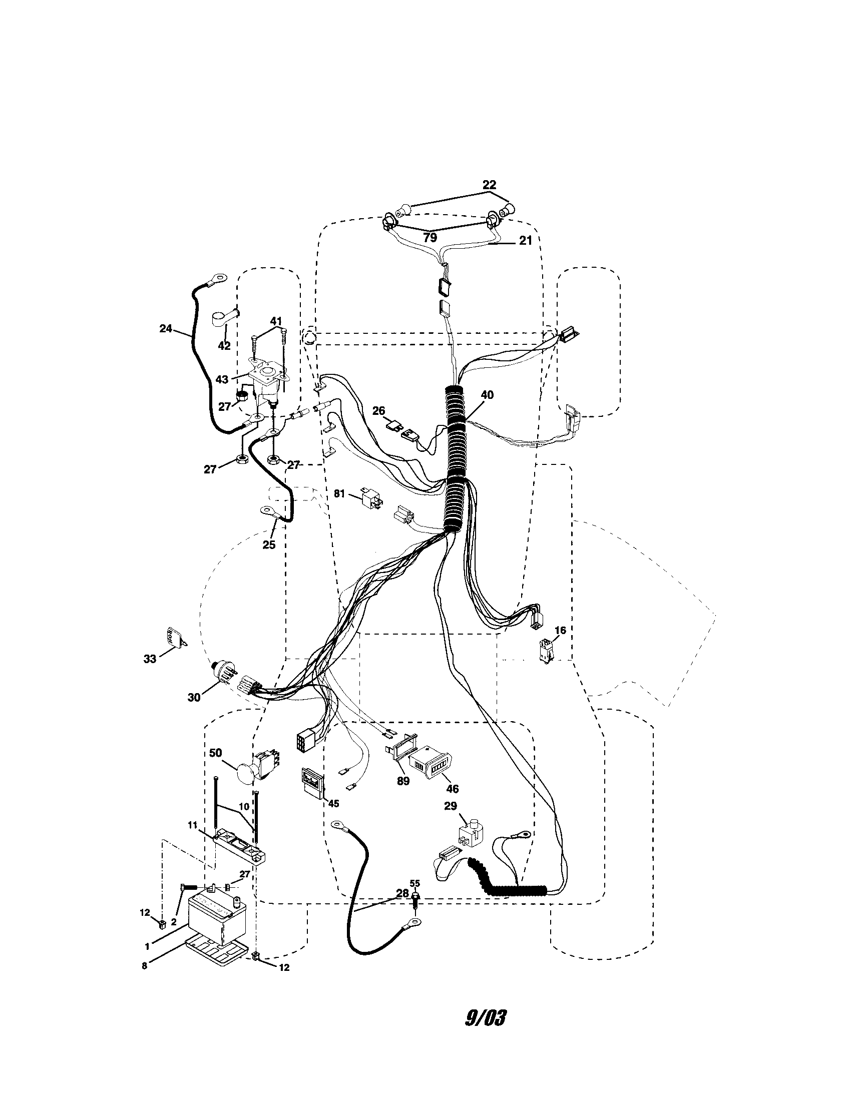 Electrical Diagram and Parts List for 917273610  Craftsman Lawn Tractor