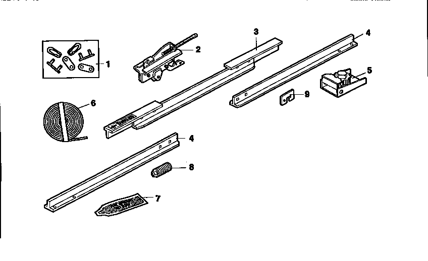 Rail Assembly Diagram and Parts List for 13953800SRT  Craftsman Garage Door Opener