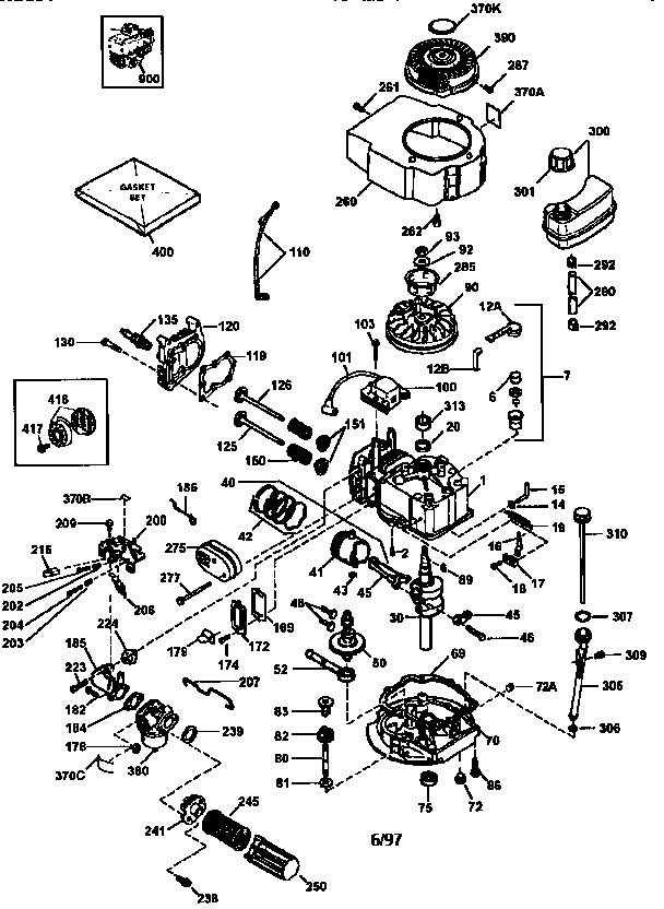 Engine  143.973804 Diagram and Parts List for 143973804  Craftsman Engine