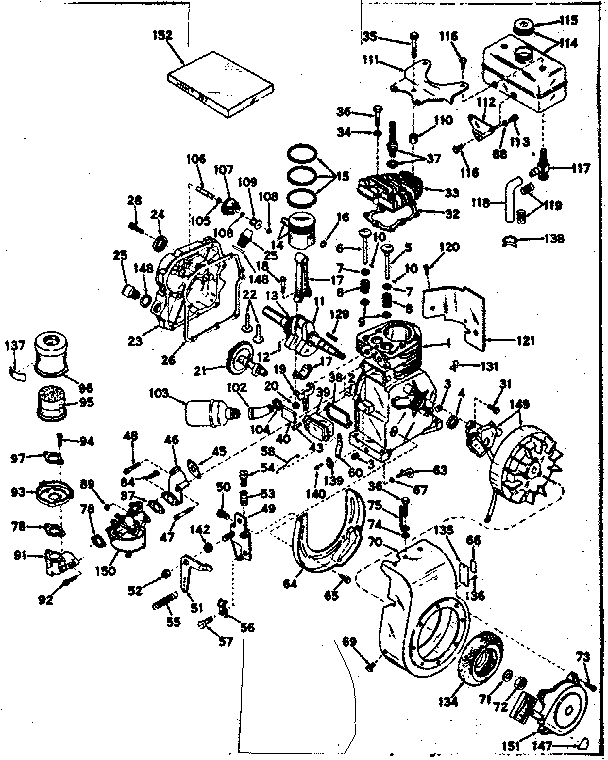 Basic Engine Diagram and Parts List for 143534072  Craftsman Engine