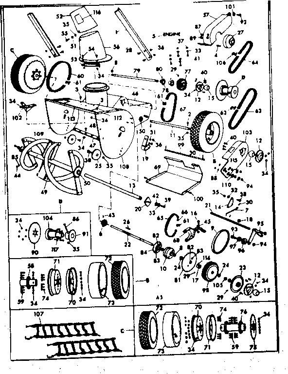 Unit Parts Diagram and Parts List for 53682553  Craftsman Snow Blower