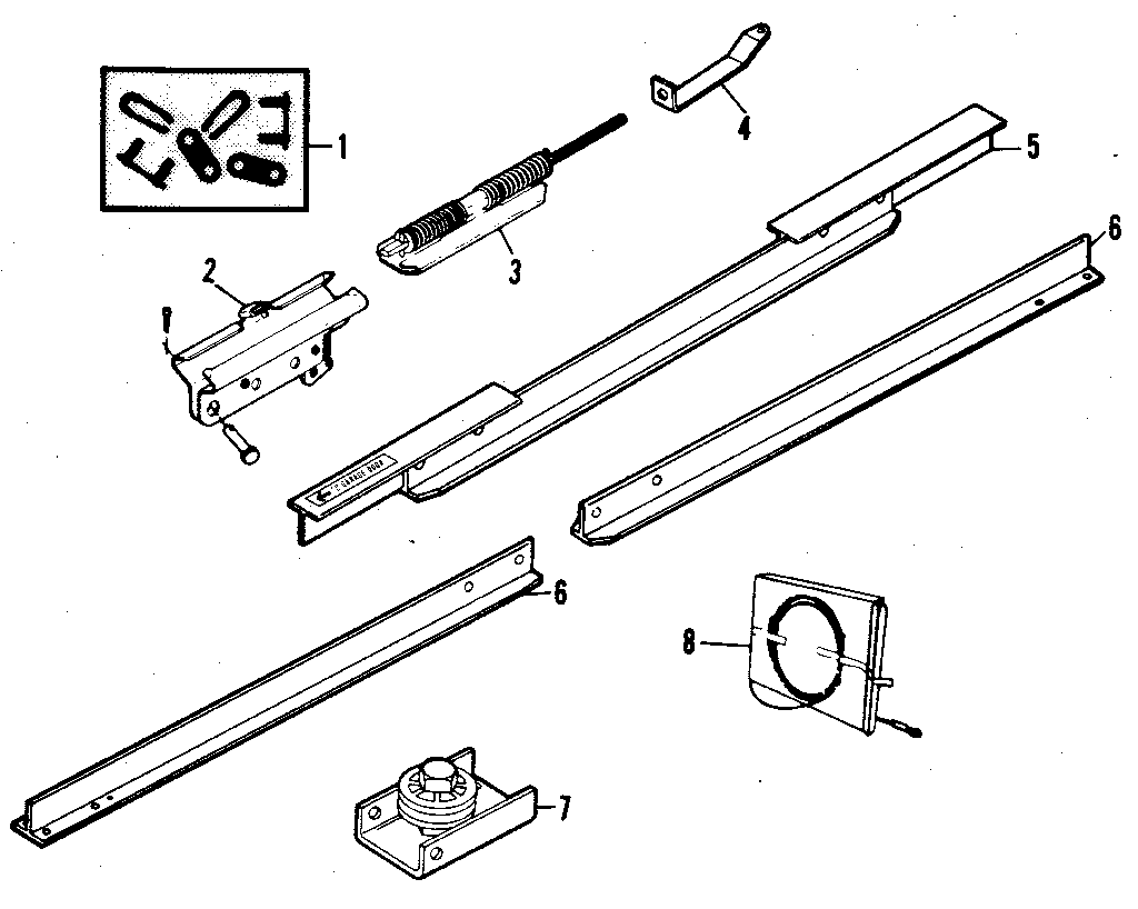 Rail Assembly Diagram and Parts List for 13953611  Craftsman Garage Door Opener