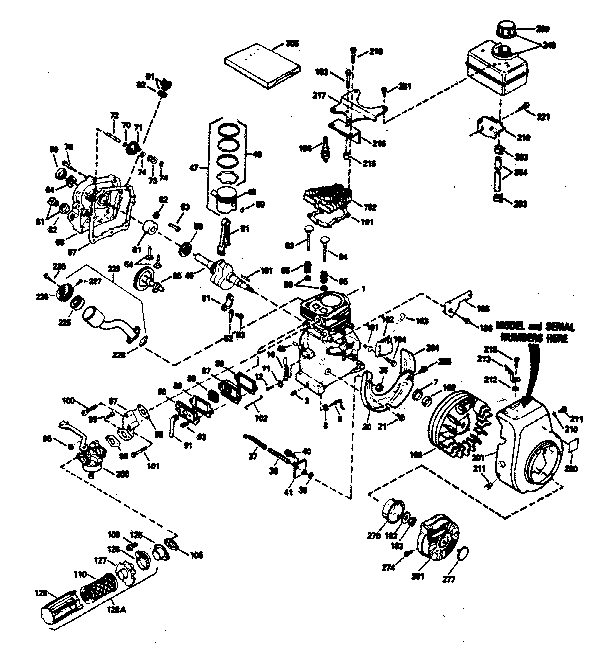 Engine Diagram and Parts List for 143784142  Craftsman Engine