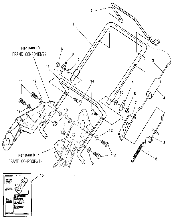 Handle Assembly Diagram and Parts List for 536884350  Craftsman Snow Blower