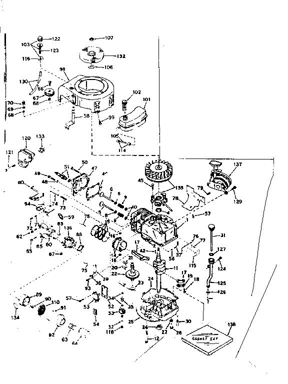 Basic Engine Diagram and Parts List for 143187052  Craftsman Engine