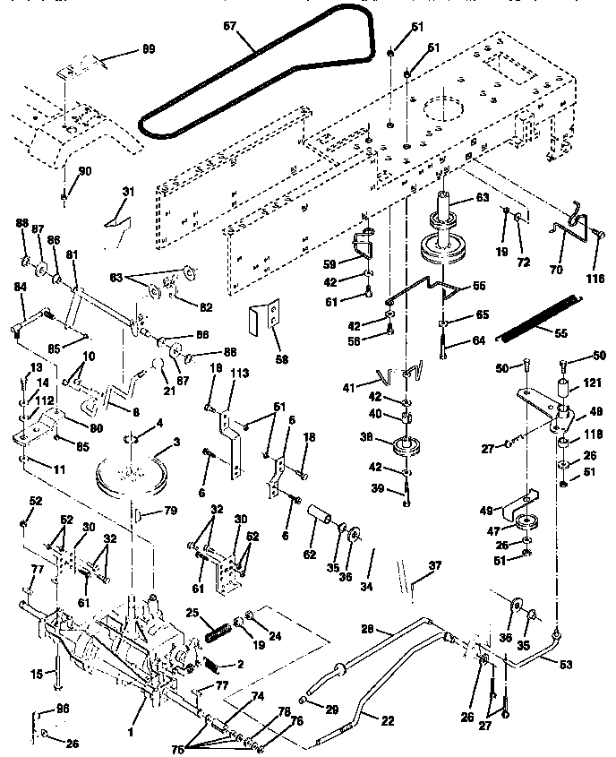 Drive Diagram and Parts List for 917258072  Craftsman Lawn Tractor