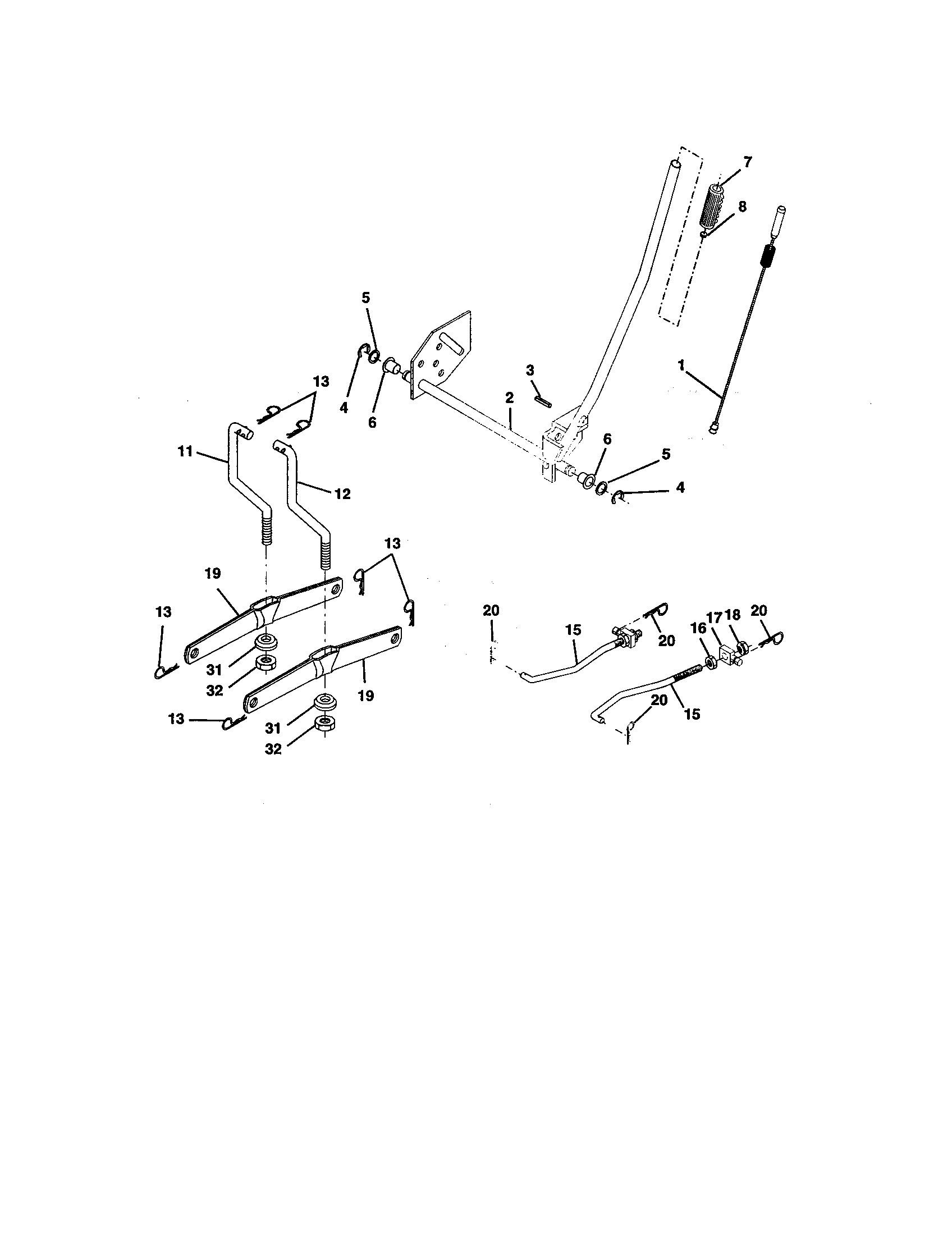 Lift Assembly Diagram and Parts List for 917273751  Craftsman Lawn Tractor
