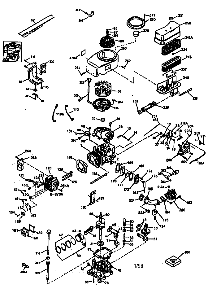 Engine 143.981200 Diagram and Parts List for 143981200  Craftsman Engine