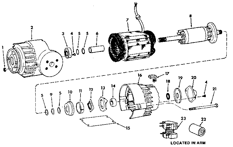 Motor Assembly 63876 Diagram and Parts List for 63876  Craftsman Power Motor