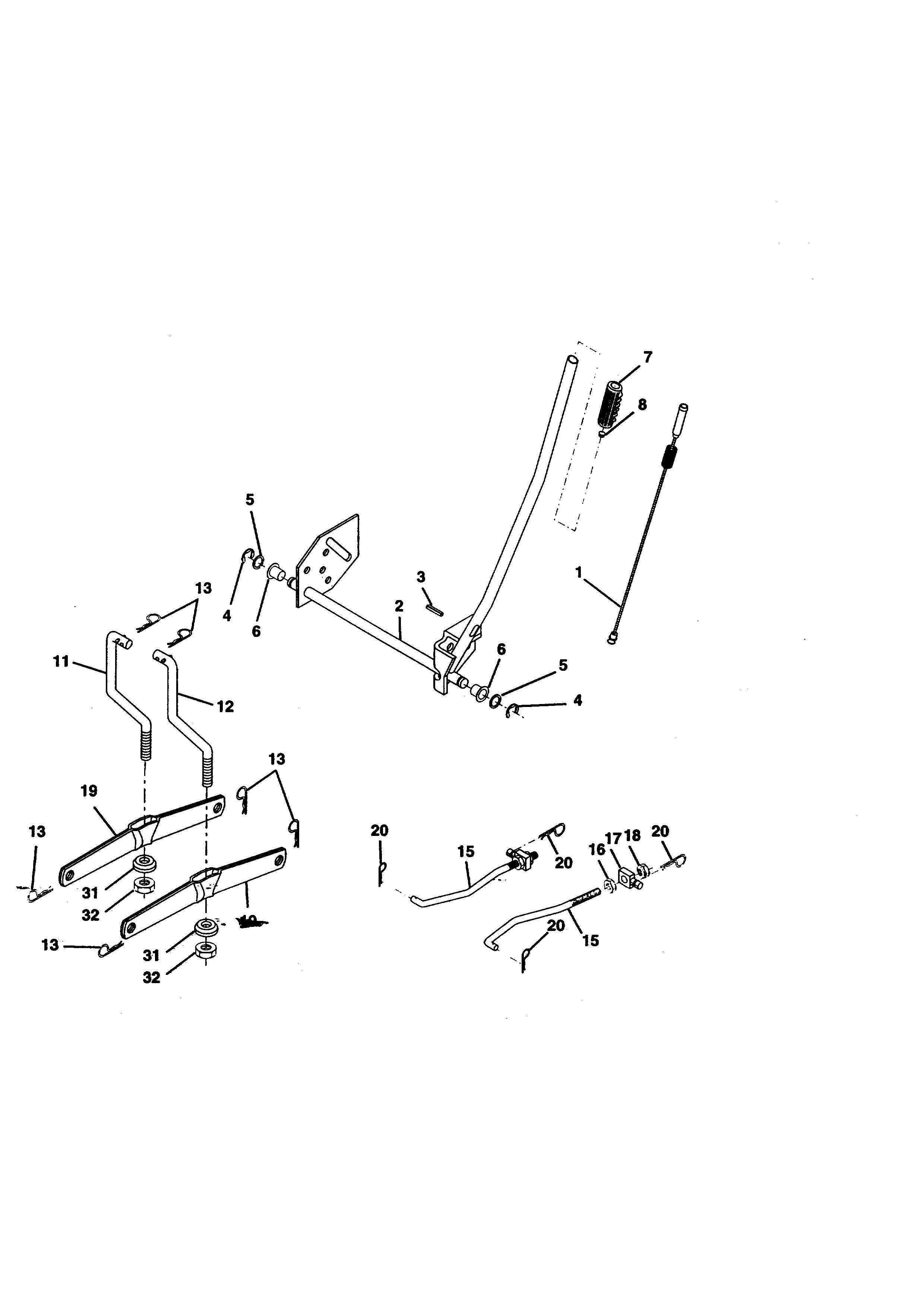 Lift Assembly Diagram and Parts List for 917270412  Craftsman Lawn Tractor