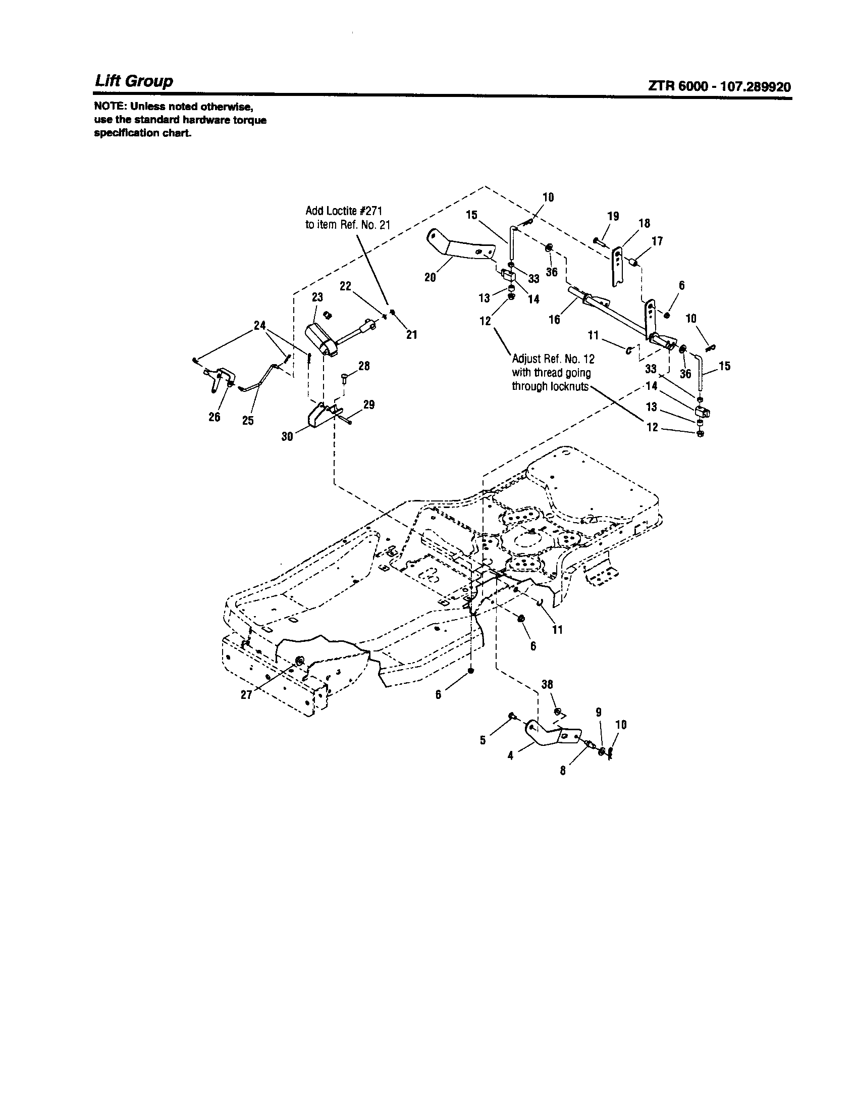 Lift Diagram and Parts List for ZTR6000  Craftsman Engine