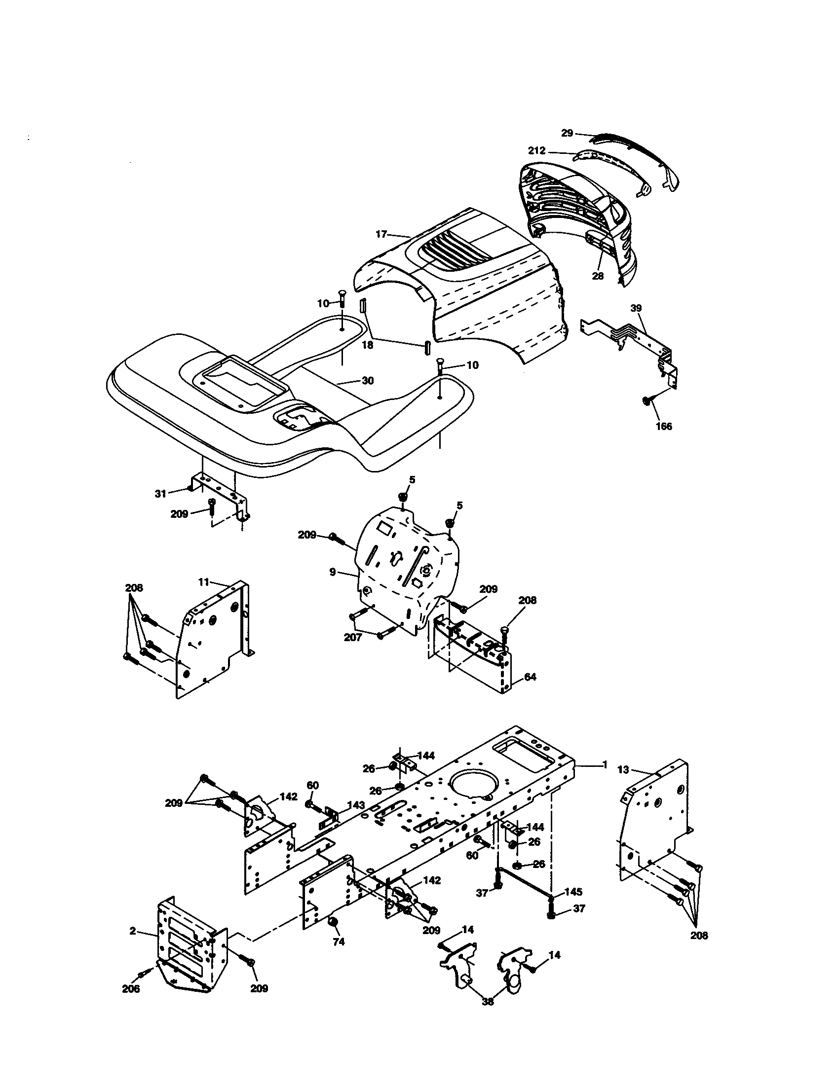 Chassis And Enclosures Diagram and Parts List for 917277360  Craftsman Lawn Tractor