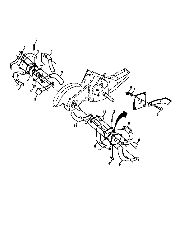 Tine Assembly Diagram and Parts List for 917295652  Craftsman Tiller