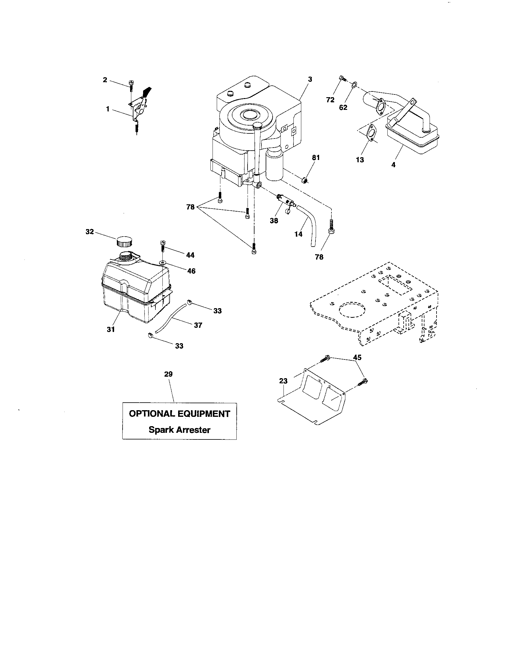 Engine Diagram and Parts List for 917275751  Craftsman Lawn Tractor