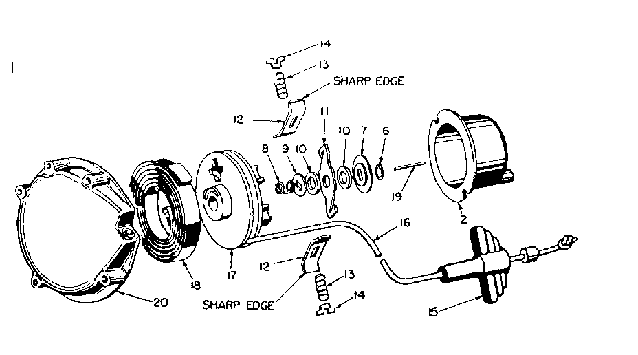 Rewind Starter 590303 Diagram and Parts List for 91760011  Craftsman Chainsaw