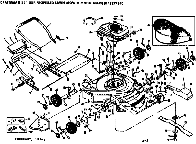 Replacement Parts Diagram and Parts List for 13197340  Craftsman Lawn Mower