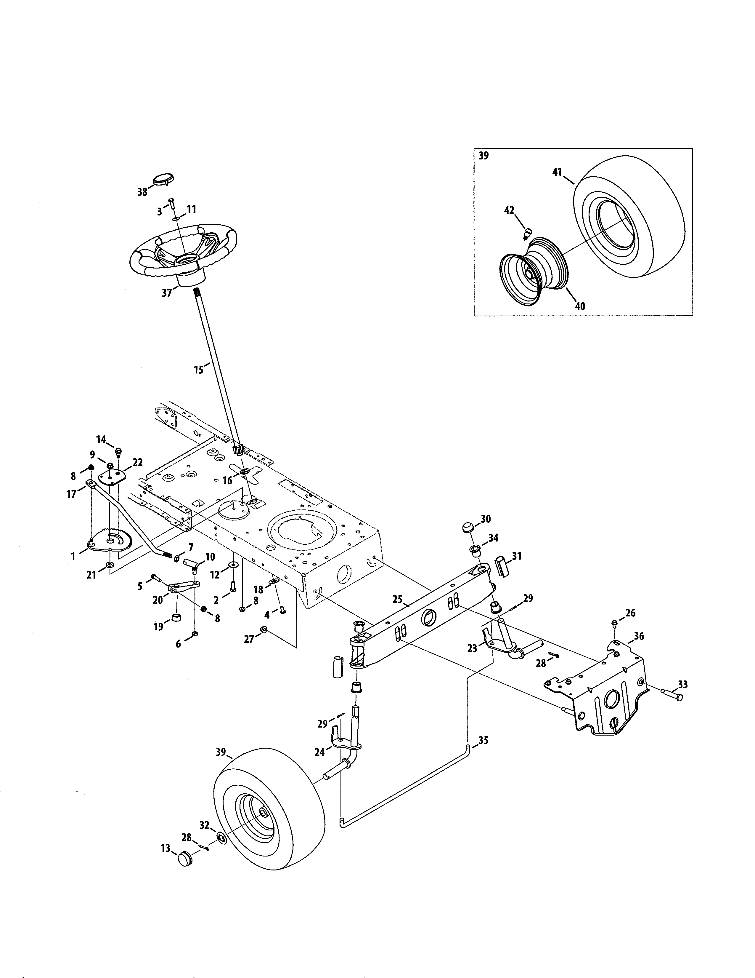 Steering Diagram and Parts List for 247273720  Craftsman Lawn Tractor