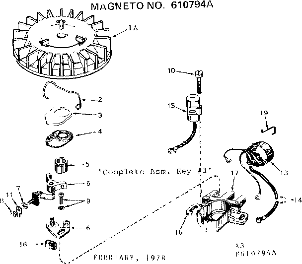 Magneto Diagram and Parts List for 143274772  Craftsman Engine