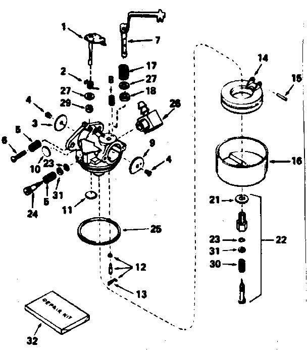 Carburetor Diagram and Parts List for 143784062  Craftsman Engine
