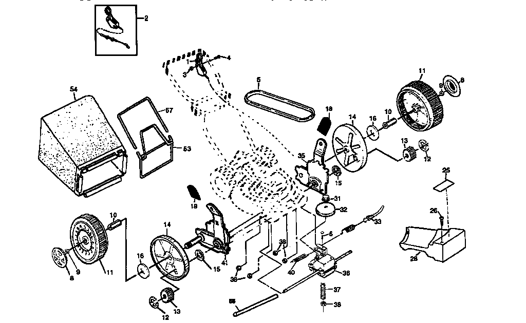 Drive Assembly Diagram and Parts List for 917376890  Craftsman Lawn Mower