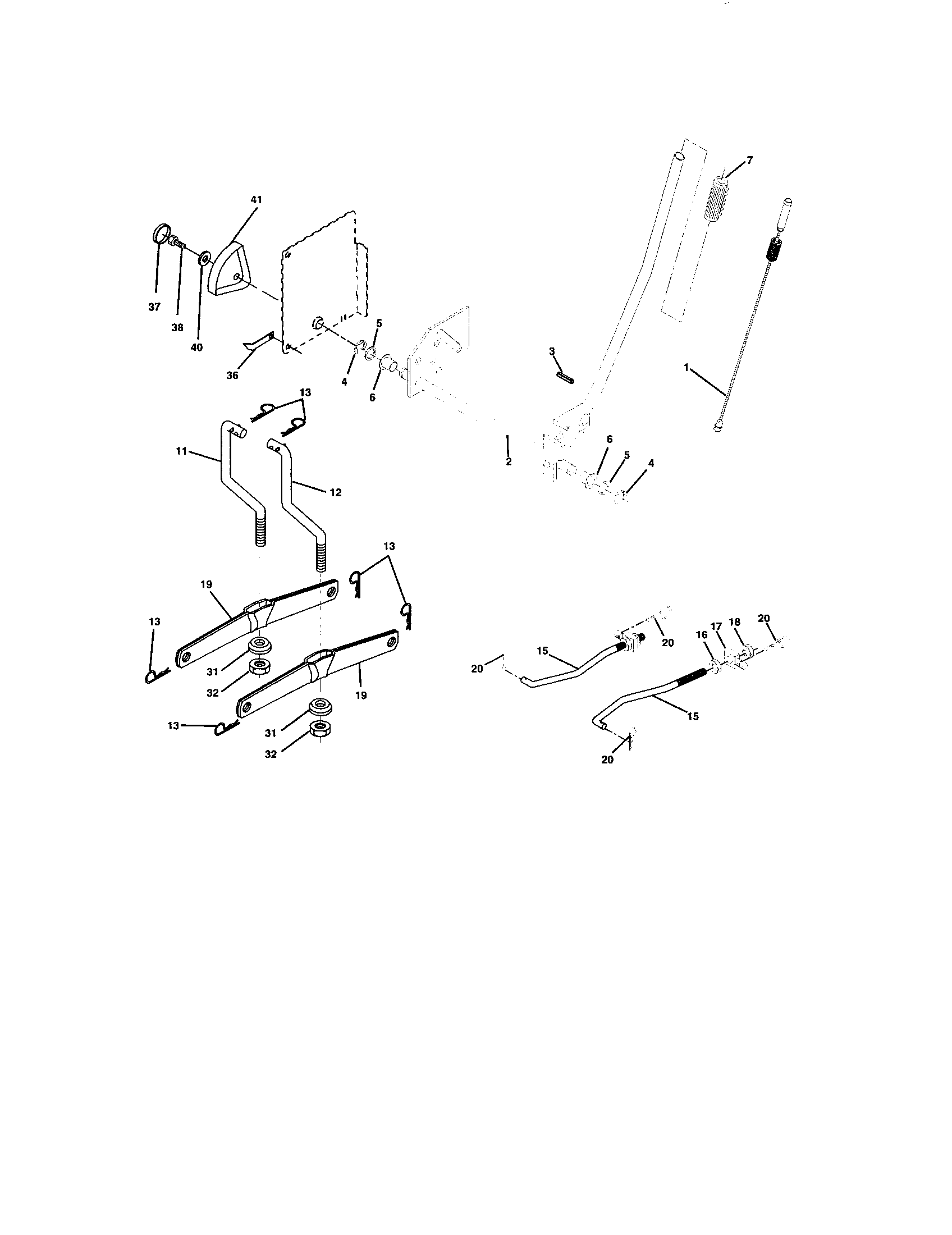 Lift Assembly Diagram and Parts List for 917273642  Craftsman Lawn Tractor