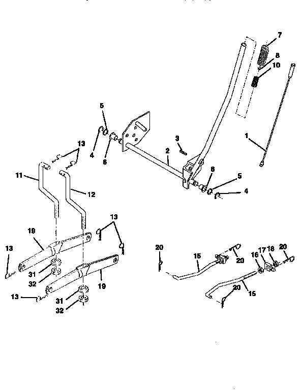 Lift Diagram and Parts List for 917256511  Craftsman Lawn Tractor